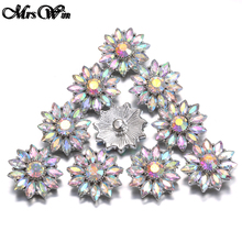6pcs/lot Crystal Flower 18MM Snap Jewelry fit Snap bracelets bangles Necklace women Mrs Win Snap Jewelry 2024 - buy cheap