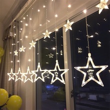 Luces LED cinco puntas cortina de estrellas cumpleaños Navidad luces interiores al aire libre boda guirnalda decoración de fiesta 2024 - compra barato