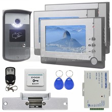 Дверной видеодомофон DIYSECUR Strike Lock, дверной звонок, дистанционное управление, RFID металлическая наружная камера, 1 камера, 3 монитора 2024 - купить недорого