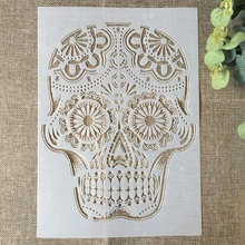 Plantillas de capas para pintura de pared, calaveras Retro delgadas, bricolaje, álbum de recortes para colorear y grabar, papel decorativo de tarjeta de plantilla, 29x21cm 2024 - compra barato