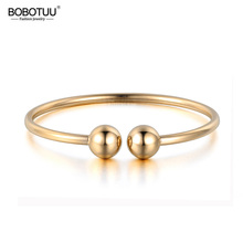 BOBOTUU Classic Titanium Steel Open Cuff Bracelets & Bangles Luxury Rose Gold Color Wedding Bangle Jewelry For Women BB18027 2024 - buy cheap