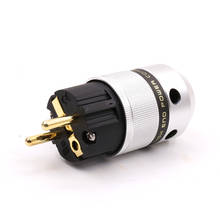 1PCS Gold  Plated EU Power Plug Connector male Plug HIFI DIY Mains Power 2024 - buy cheap