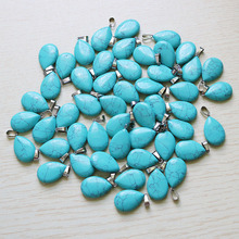 Pendientes de piedra de joyería turquesa, colgantes de Gota Azul, fabricación artesanal, envío gratis 2024 - compra barato