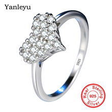 Yanleyu Romantic Heart Engagement Ring Genuine 925 Sterling Silver Ring Micro CZ Zircon Wedding Jewelry Girl Friend Gift PR315 2024 - buy cheap
