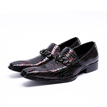 Sapato social masculino couro Genuine patent leather crocodile oxford shoes for men square toe italian dress wedding shoes men 2024 - buy cheap