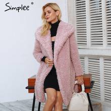 Simplee Warm winter faux fur coat women Fashion streetwear elegant long coat female 2018 Pink casual autumn coat outerwear 2024 - buy cheap