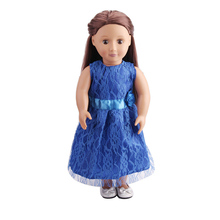 Ropa de muñeca con encaje Azul zafiro rosa, vestido de noche, accesorios de juguete aptos para muñeca de 18 pulgadas y muñeca de 43 cm, c131 2024 - compra barato