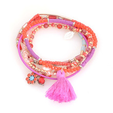Miasol Handmade Bohemian Multilayers Beaded Crystal Tassel Elastic Strands Bracelets Bangles For Women Jewelry Gifts 2024 - buy cheap