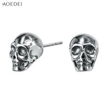 AOEDEJ Punk Skull Earrings Vintage Rock Skeleton Earrings Hip-hop Stud Earrings for Women Men Silver Color Stud pendientes mujer 2024 - buy cheap