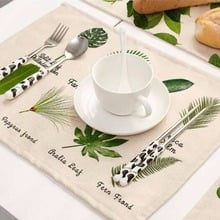 42x32cm Green Leaves Table Mat Pattern Cotton Linen Western Pad Placemat Insulation Dining Mat Bowls Coasters Kitchen Accessorie 2024 - buy cheap