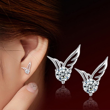 2020 Vintage Womens Fashion Jewelry Designed Angel Wings Crystal Silver Plated Ear Stud Earrings Jewelry Decor Accessory Gift 2024 - buy cheap