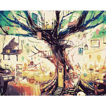 DIY Digital Painting By Numbers Package Tree of paradise oil painting mural Kits Coloring Wall Art Picture Gift frameless 2024 - buy cheap