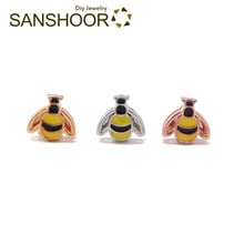 SANSHOOR Lovely Bee Bracelet Slide Charms Fit 8mm Wide Wrapped Leather Keeper Bracelet Wristband Toddler Children Gifts 6Pcs 2024 - buy cheap