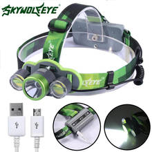 Skywolfeye Torch HeadLamp 8000LM USB Rechargeable Headlight  zoom 18650 battery most powerful Lamp  for camping cycling Fishing 2024 - buy cheap