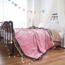 Embroidery lace Winter Thicken baby adult scarf Ferret cashmere warm blankets fleece soft throw on Sofa/Bed/Plane Travel blanket 2024 - buy cheap