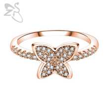 ZS Pavimentada Cubic Zircon Anéis Rosa de Ouro Anéis de Noivado para As Mulheres Anillos Anéis Borboleta Cor de Prata para As Mulheres da Jóia Do Casamento 2024 - compre barato