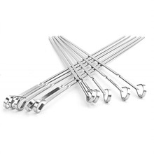 6/10/12pcs17.7in (45cm) Stainless steel Flat BBQ Sticks Metal BBQ Kabob Skewers Reusable BBQ Stickers Grill Barbecue Accessories 2024 - buy cheap