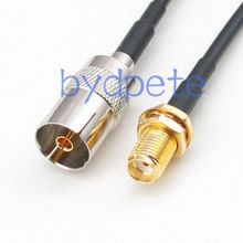 Cable IEC TV DVB-T female jack to SMA female jack bulkhead straight RG174 RF Jumper pigtail 4inch~10FT 2024 - buy cheap