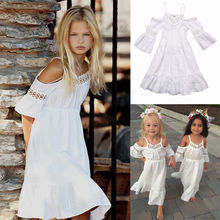 Vestido de princesa infantil de 2 a 6 anos, vestido branco de verão para festa, casamento e concurso 2024 - compre barato