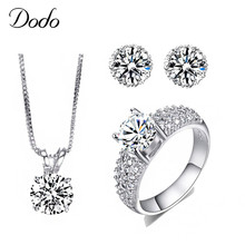 Luxury AAAA+ Cubic Zirconia Crystal Jewelry Sets Wedding Ring Earring Necklace Shiny Bijoux High Quality For Women Wholesale S18 2024 - buy cheap
