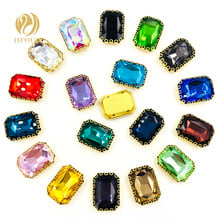 Free shipping 8X10mm/10X14mm/13X18mm Rectangle flatback sew on rhinestones Lacy shape claw gold base with hole DIY Accessories 2024 - buy cheap