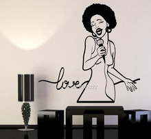 Pegatinas de pared de vinilo de cantante de mujer africana, calcomanía de pared de mujer negra, decoración para sala de estar, papel tapiz Mural de alta calidad SA877 2024 - compra barato