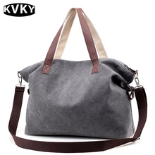Модная холщовая женская сумка KVKY, вместительная Женская сумочка, сумка на плечо для путешествий, повседневные сумки через плечо для женщин, Bolsos Mujer 2024 - купить недорого