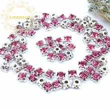 Strass de vidro com formato de diamante vermelho rosa, acessórios para vestido de casamento diy, 3mm 4mm 5mm 6mm 7mm 8mm 2024 - compre barato