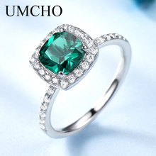 Женское кольцо с изумрудом UMCHO, обручальное кольцо из серебра 925 пробы с зеленым драгоценным камнем, эффектные ювелирные украшения 2024 - купить недорого
