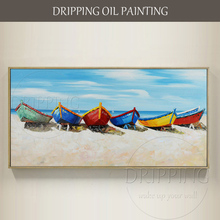 Pintura a óleo em tela de alta qualidade, pintada à mão, praia do havaí, pintura a óleo de paisagem do mar azul para sala de estar 2024 - compre barato