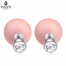 DAN'S ELEMENT 5 Colors Real Austrian Crystal Smaluted Pearl  Ball classic Vintage Stud earrings for women 113778Pink 2024 - buy cheap