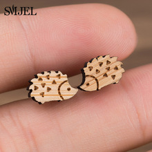 SMJEL Ctue Hedgehog Earing Earrings Wooden Animal Wood Earrings Jewelry Girls Women Vintage Earrings pendientes mujer 2024 - buy cheap