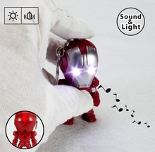 Мстители 3 супер герой Железный человек Тони Старк светодиодный фонарик Фигурки игрушки со звуком брелок сумки аксессуары figura 2024 - купить недорого
