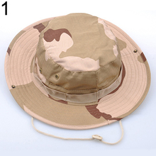 Transporte rápido Unisex Sun-proof Camo Woodland Pesca Caminhadas Viagens Militar Boonie Hat Cap 2024 - compre barato