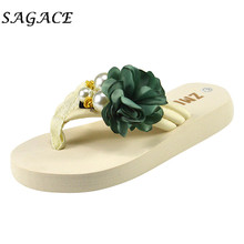 Sagace/обувь; женские сандалии на плоской подошве; Вьетнамки; обувь в римском стиле с жемчужным цветком; летние шлепанцы; женские резиновые пляжные сандалии; обувь с открытым носком 2024 - купить недорого
