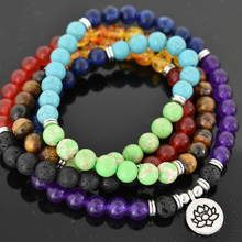 7 Chakra Mala Bracelets 108 Mala Beads Meditation Bracelet Prayer Beads Lotus Yoga Bracelet Spiritual Jewelry For Women Men 2024 - buy cheap