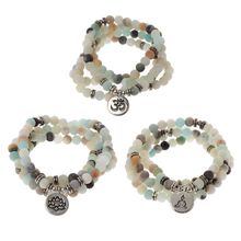 Mala Amazonite 108 Beads Necklace for Yoga Buddhist Rosary Prayer Charm Bracelet 2024 - buy cheap