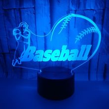 Modelo de beisebol 3D Mudando A Cor do LED Night Lights Com 7 Toque Interruptor Remoto Usb Candeeiro de Mesa de Presente de Decoração Para Casa de Iluminação 2024 - compre barato