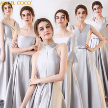 New Light Silver Grey Bridesmaid Dresses Pleated Floor length A line Wedding Guest Party Bridesmaid Gowns Cheap Long Prom Dress 2024 - buy cheap