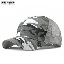 XdanqinX-Sombrero de camuflaje para hombre y mujer, gorra de béisbol transpirable, malla de ventilación, coleta de malla, gorra deportiva de malla, tamaño ajustable 2024 - compra barato