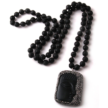 MOODPC Fashion Bohemian Tribal Jewelry Long Knotted Handmake Paved buddha Pendant Necklaces Women Ethnic Necklace 2024 - buy cheap