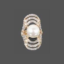 Women's Cocktail Rhinestone Pearl Ring Gold Color Alloy Rhinestone Stretch Jewelry 2024 - buy cheap