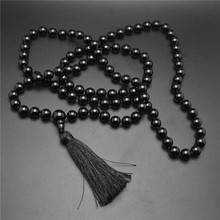 Collar budista Mala Prayer para hombre, 8MM, 108, cuentas de Onyx redondas negras, joyería para fiesta, regalo, 5 uds. Por lote 2024 - compra barato