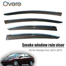 OVERE NEW 1Set Smoke Window Rain Visor For Honda Civic 2012 2013 2014 2015 Styling Vent Sun Deflectors Guard ABS Accessories 2024 - buy cheap