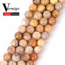 Factory Wholesale Natural Round Stone Beads Chrysanthemum Agates 4 6 8 10 12mm Loose Beads For Jewelry Making 15" Strand Mineral 2024 - buy cheap