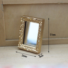 Mini espelho de vidro para decoração de casa de bonecas, acessórios miniatura 1/12 2024 - compre barato