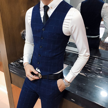 3XL Plaid Vest Men Business Casual waistcoat men vests high quality vest men suit 2024 - buy cheap