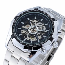 WINNER automatic Watches Branded Mens Classic Stainless Steel Self Wind Skeleton Mechanical Watch Fashion Cross Wristwatch 2024 - buy cheap