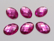 100 rosa quente flatback acrílico strass oval gemas 13x18mm nenhum furo 2024 - compre barato