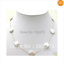 Sorprendente! 18 '' Inchs AA collar de perlas 12 - 13 MM blanco de agua dulce genuino moda collar de perla de la moneda collar FN193 2024 - compra barato
